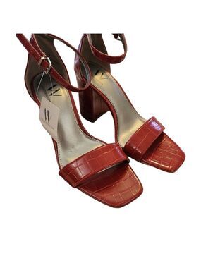 Worthington Red Croc Embossed Block Heel Size 7